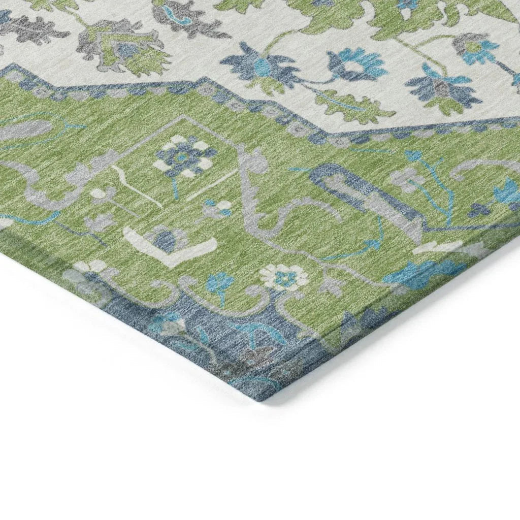 LOOMLAN Rugs Lidia Green Washable Indoor-Outdoor Rug