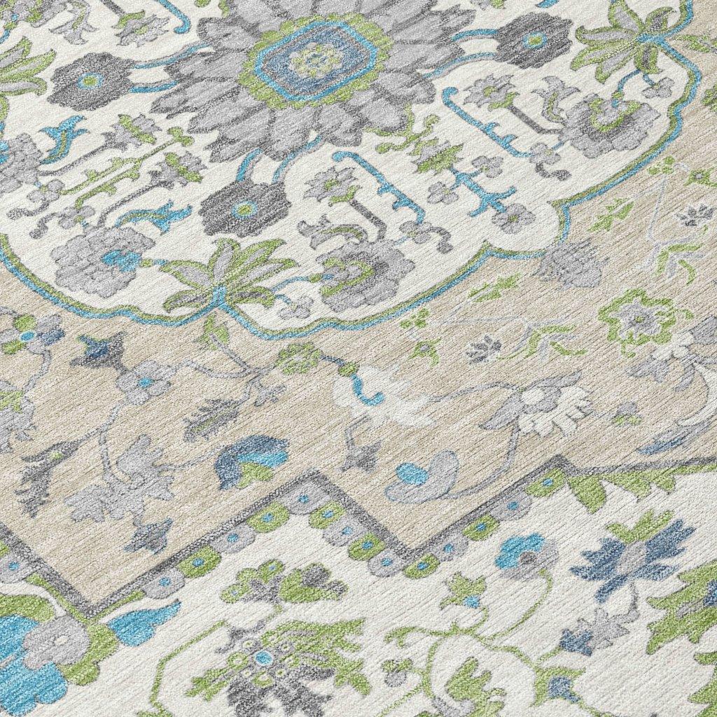 LOOMLAN Rugs Lidia Green Washable Indoor-Outdoor Rug
