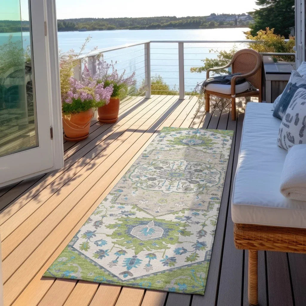 LOOMLAN Rugs Lidia Green Washable Indoor-Outdoor Rug