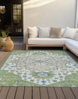 LOOMLAN Rugs Lidia Green Washable Indoor-Outdoor Rug