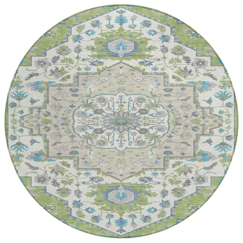 LOOMLAN Rugs Lidia Green Washable Indoor-Outdoor Rug