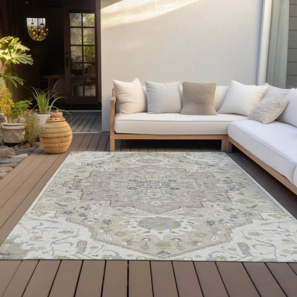 LOOMLAN Rugs Lidia Ivory Washable Indoor-Outdoor Rug