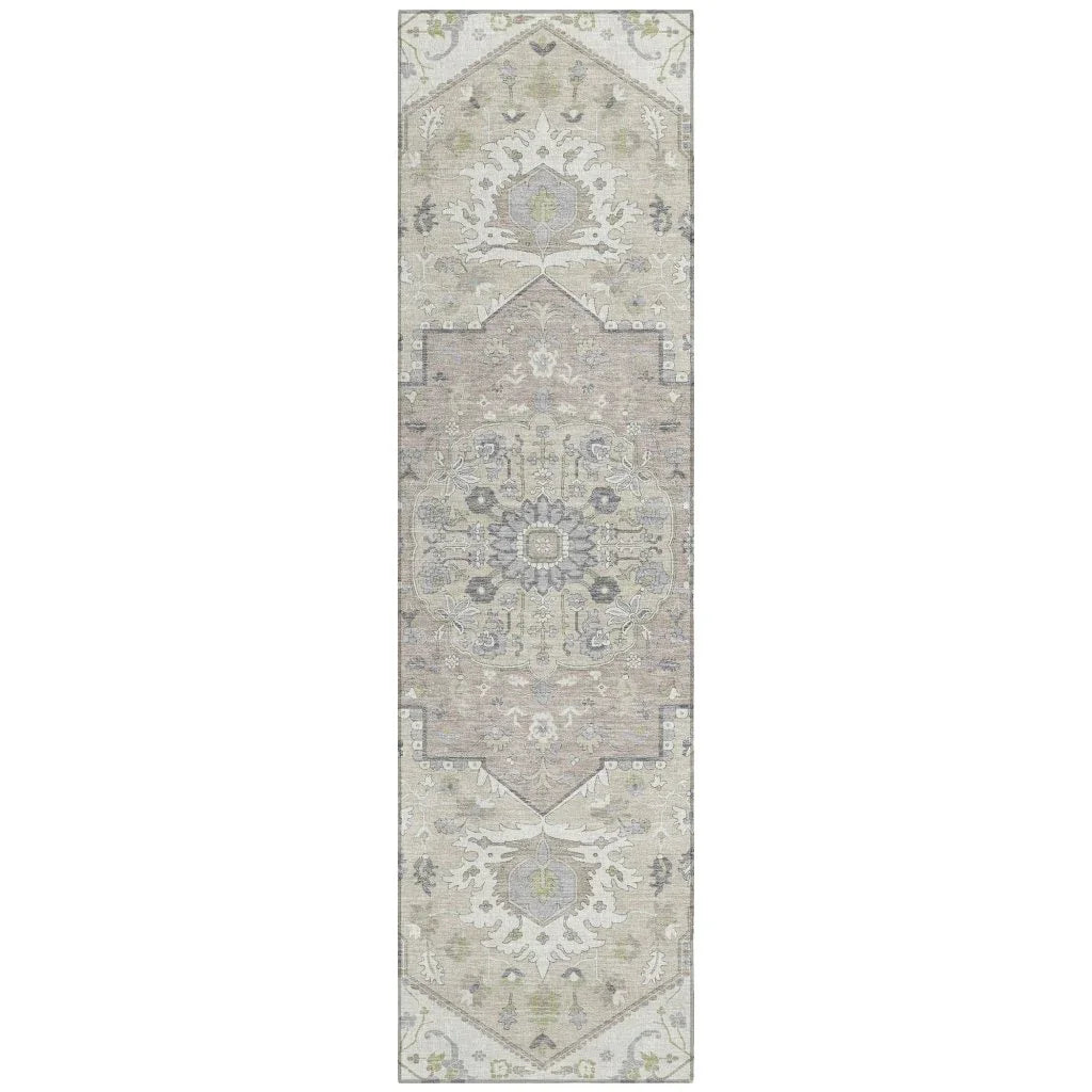 LOOMLAN Rugs Lidia Ivory Washable Indoor-Outdoor Rug