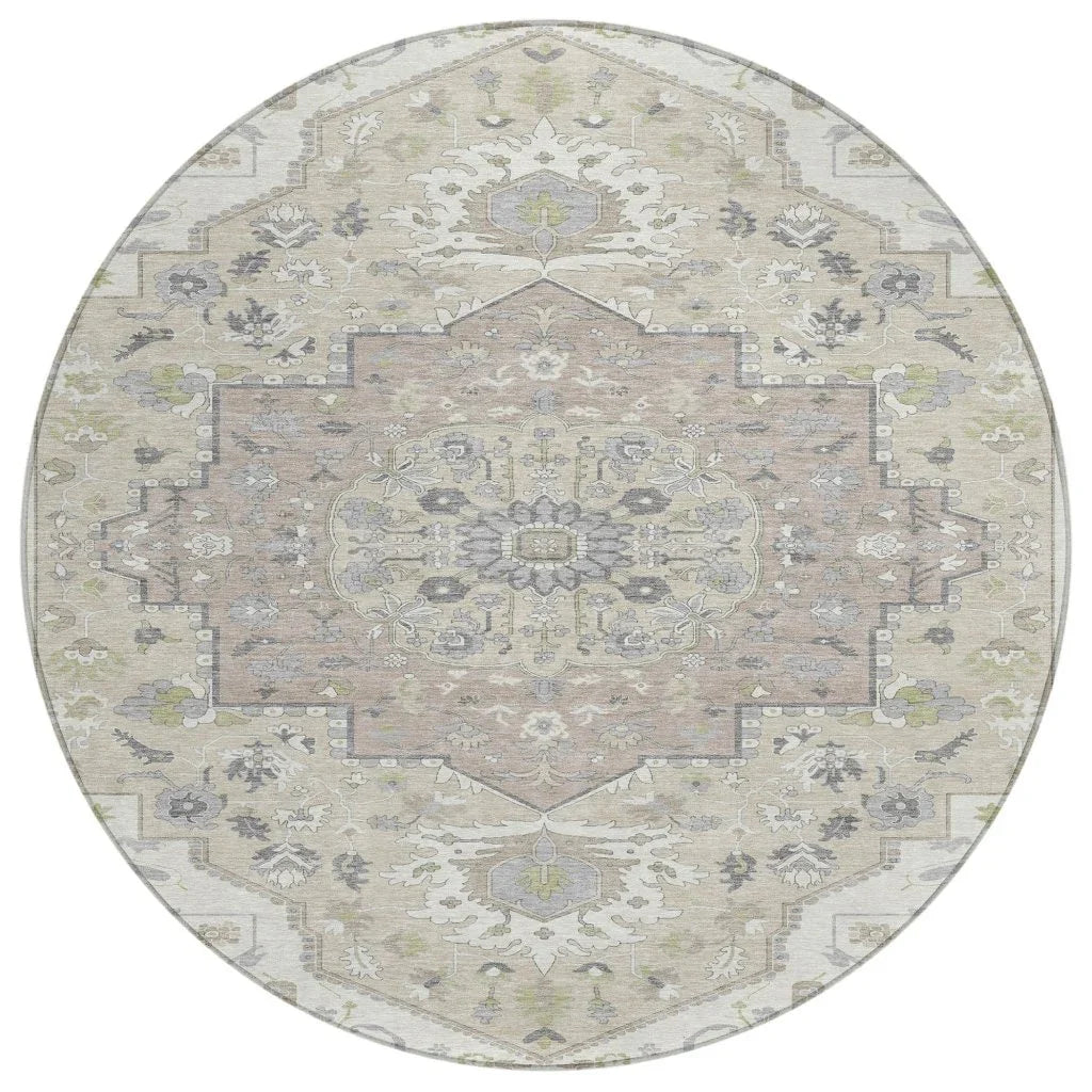 LOOMLAN Rugs Lidia Ivory Washable Indoor-Outdoor Rug