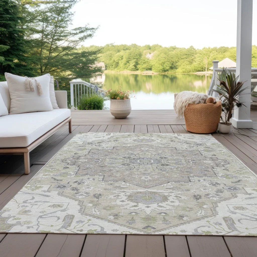 LOOMLAN Rugs Lidia Ivory Washable Indoor-Outdoor Rug