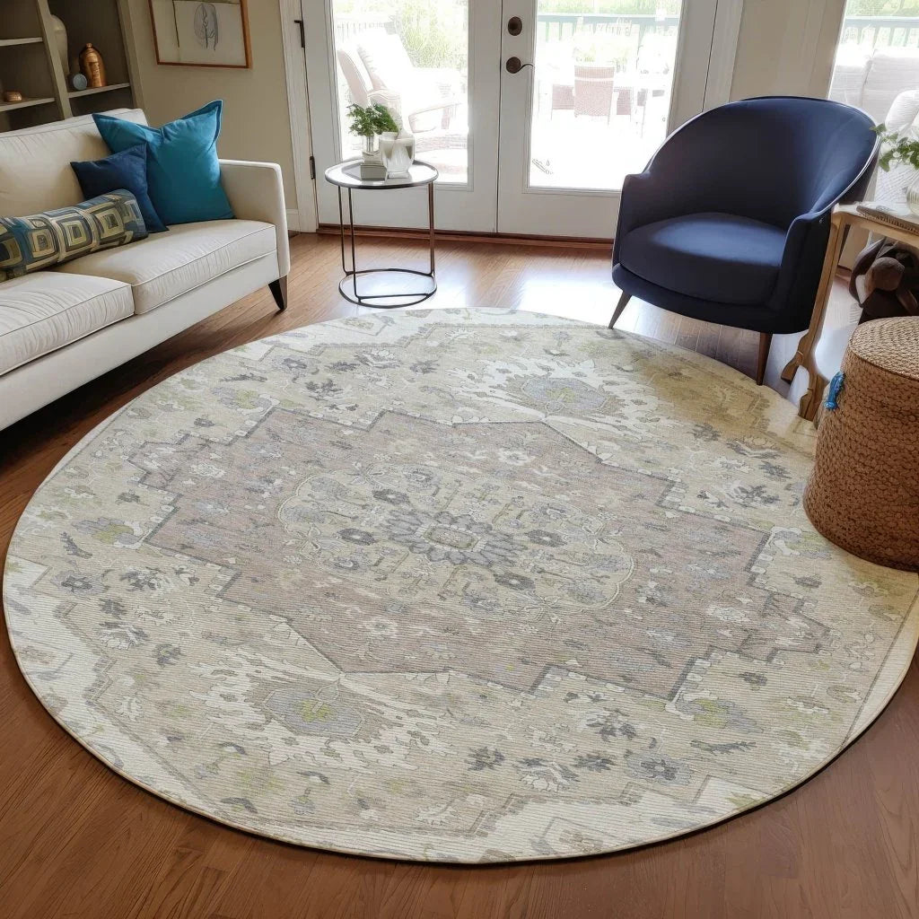 LOOMLAN Rugs Lidia Ivory Washable Indoor-Outdoor Rug