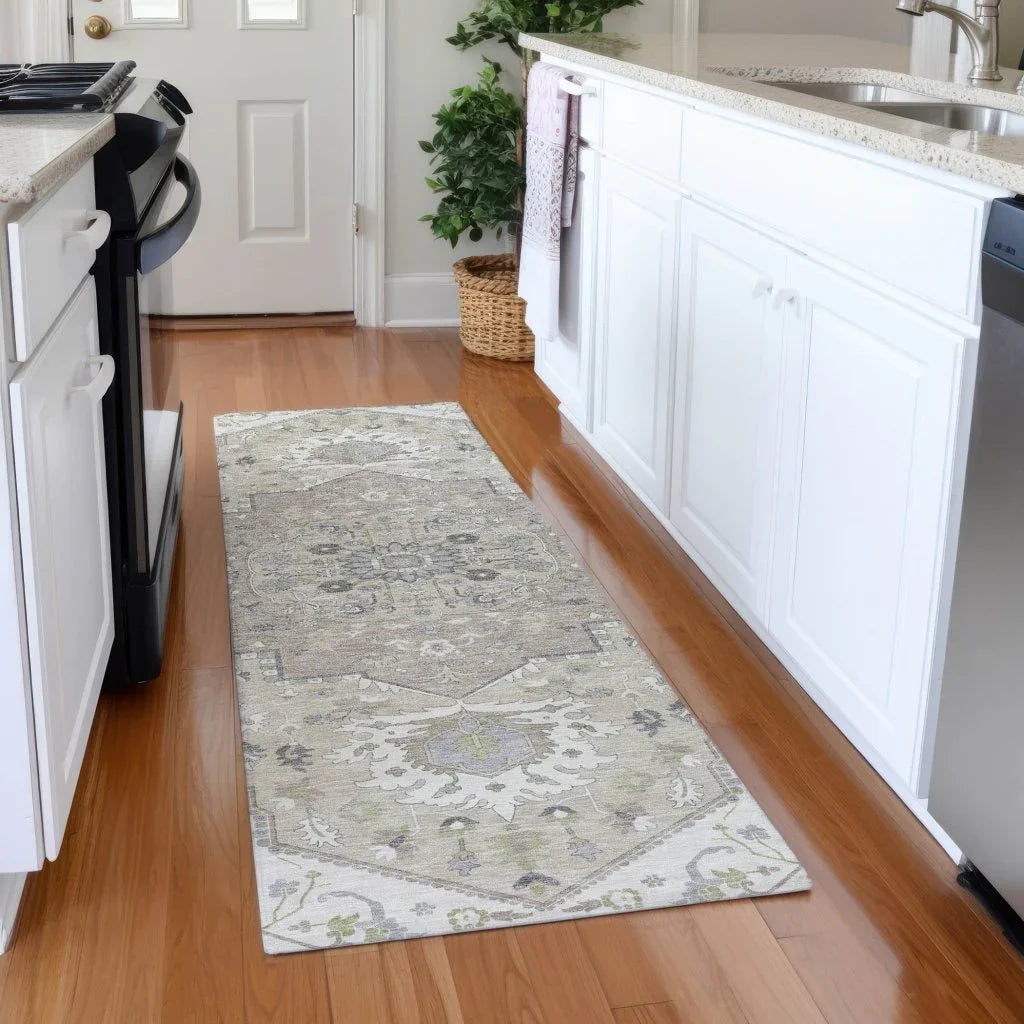 LOOMLAN Rugs Lidia Ivory Washable Indoor-Outdoor Rug