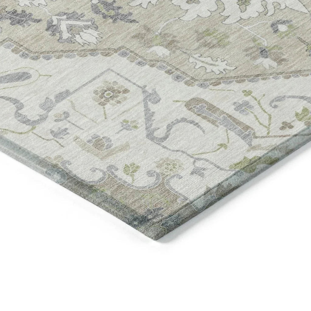 LOOMLAN Rugs Lidia Ivory Washable Indoor-Outdoor Rug