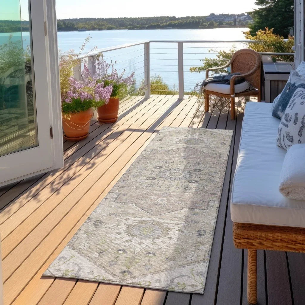 LOOMLAN Rugs Lidia Ivory Washable Indoor-Outdoor Rug
