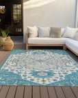 LOOMLAN Rugs Lidia Teal Washable Indoor-Outdoor Rug