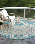 LOOMLAN Rugs Lidia Teal Washable Indoor-Outdoor Rug