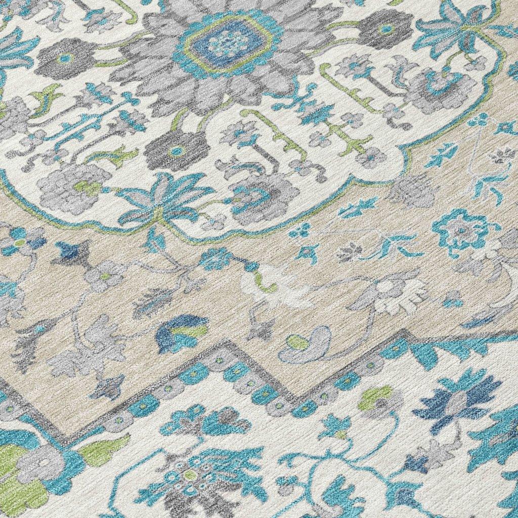 LOOMLAN Rugs Lidia Teal Washable Indoor-Outdoor Rug