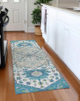LOOMLAN Rugs Lidia Teal Washable Indoor-Outdoor Rug