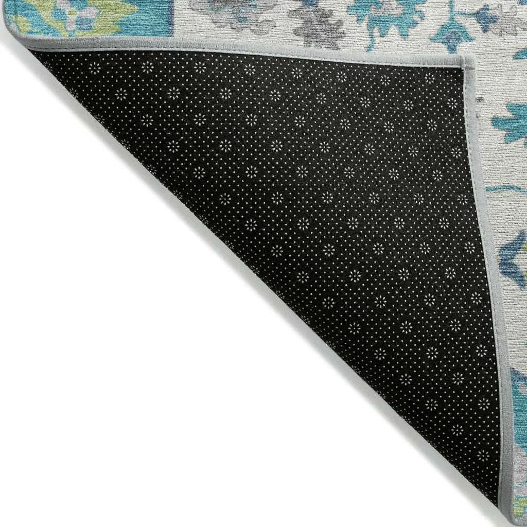 LOOMLAN Rugs Lidia Teal Washable Indoor-Outdoor Rug
