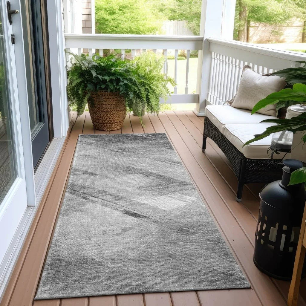 LOOMLAN Rugs Linavie Gray Washable Indoor-Outdoor Rug