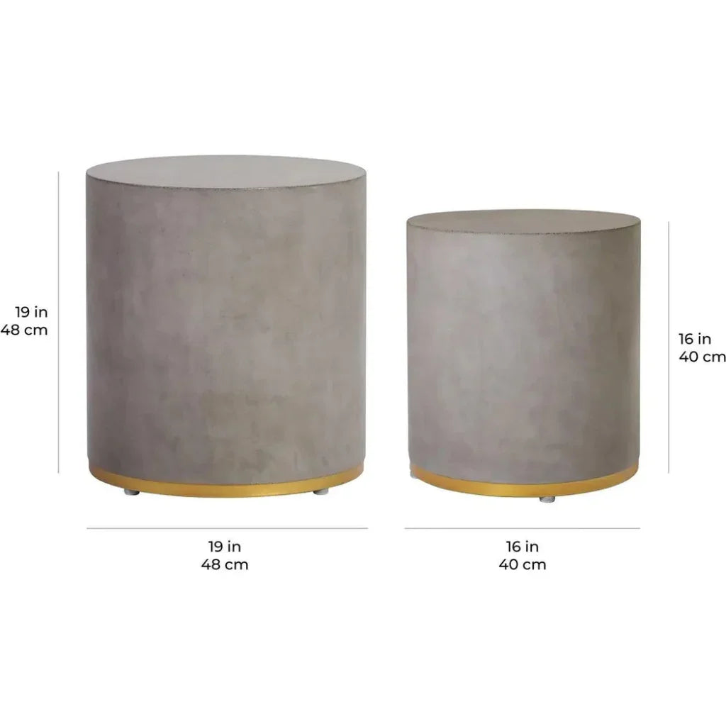 Seasonal Living Linea Ring Accent Table Set - Gold Outdoor End Tables