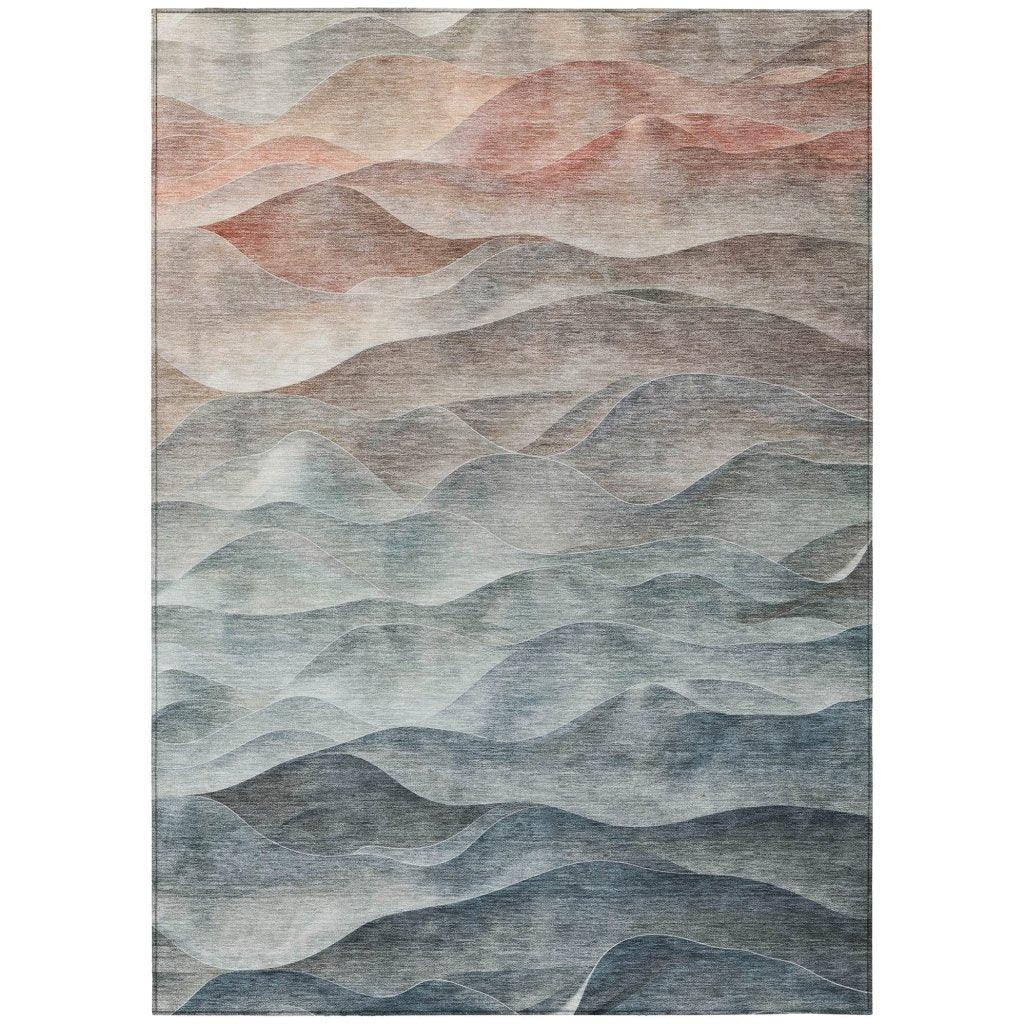 LOOMLAN Rugs Linover Teal Washable Indoor-Outdoor Rug