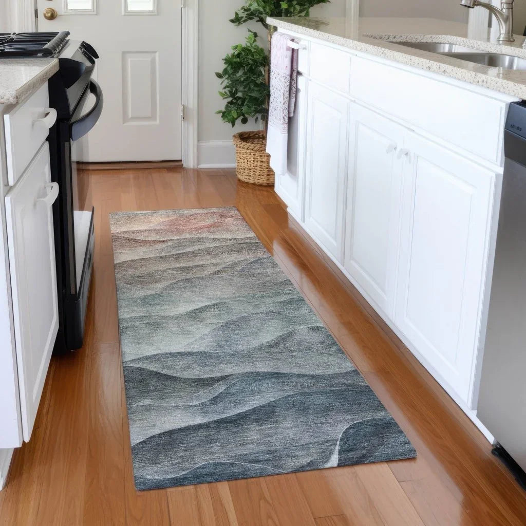 LOOMLAN Rugs Linover Teal Washable Indoor-Outdoor Rug