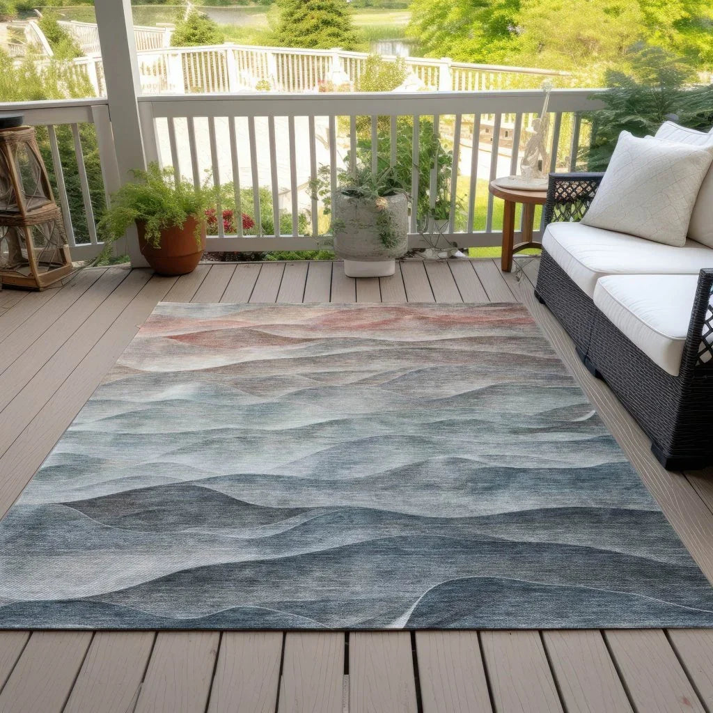 LOOMLAN Rugs Linover Teal Washable Indoor-Outdoor Rug