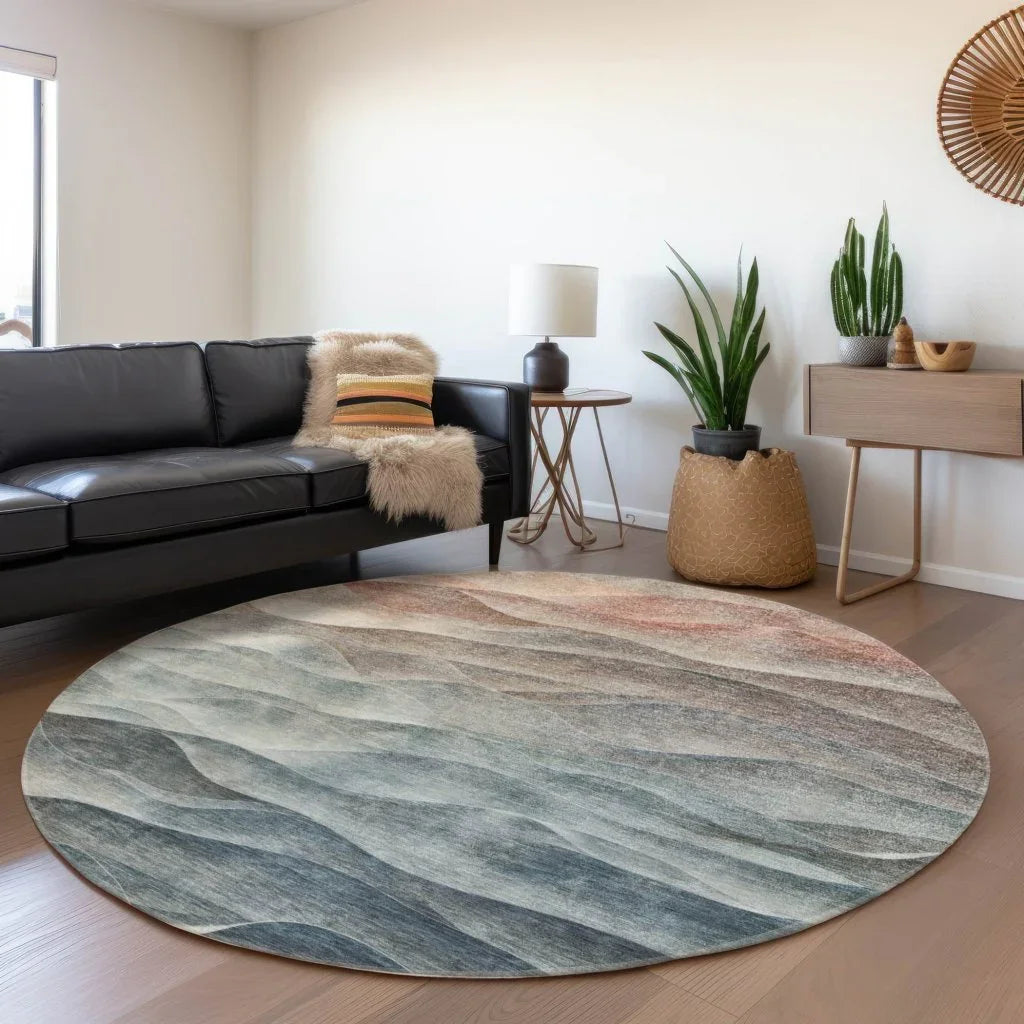 LOOMLAN Rugs Linover Teal Washable Indoor-Outdoor Rug