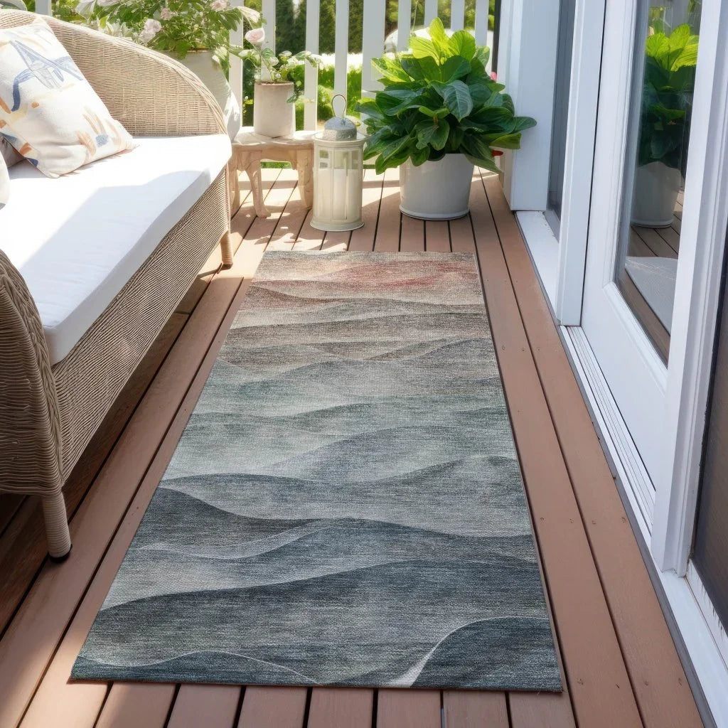 LOOMLAN Rugs Linover Teal Washable Indoor-Outdoor Rug