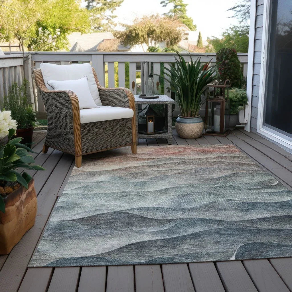 LOOMLAN Rugs Linover Teal Washable Indoor-Outdoor Rug