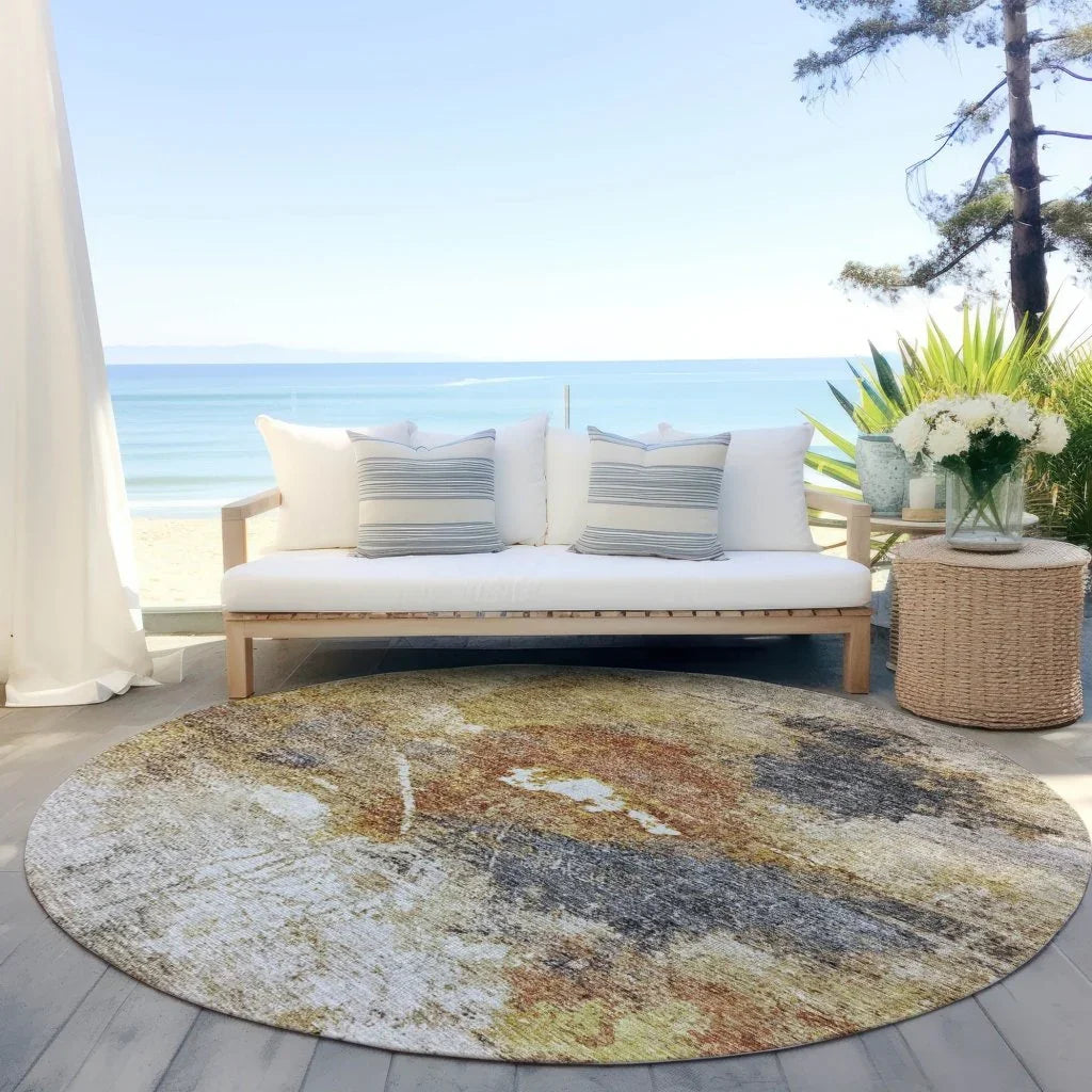 LOOMLAN Rugs Linta Brown Washable Indoor-Outdoor Rug