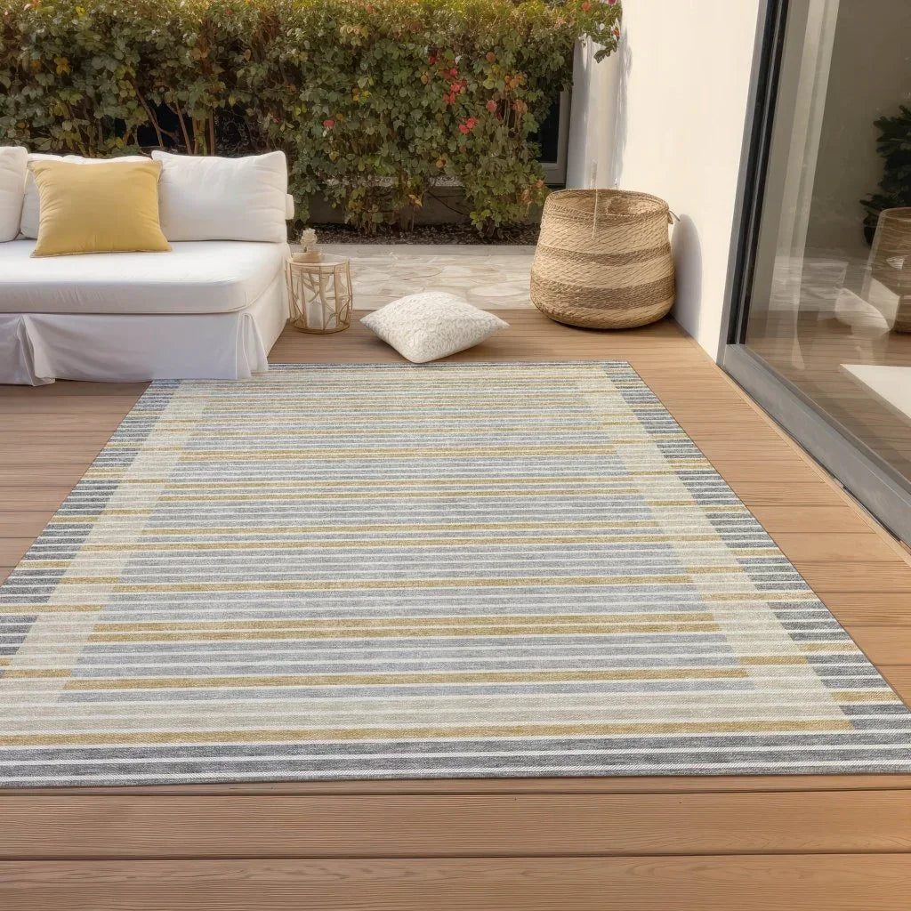 LOOMLAN Rugs Linzia Gray Washable Indoor-Outdoor Rug