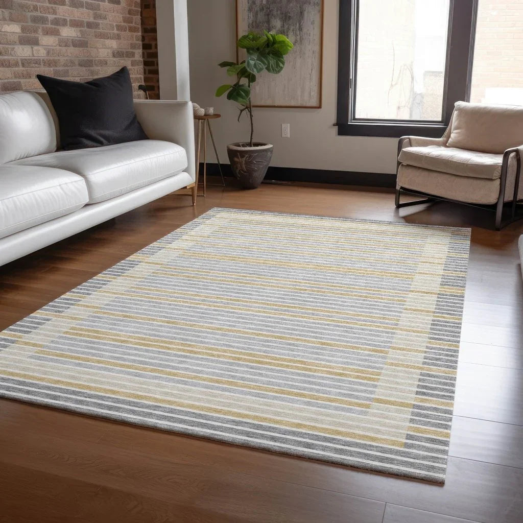 LOOMLAN Rugs Linzia Gray Washable Indoor-Outdoor Rug