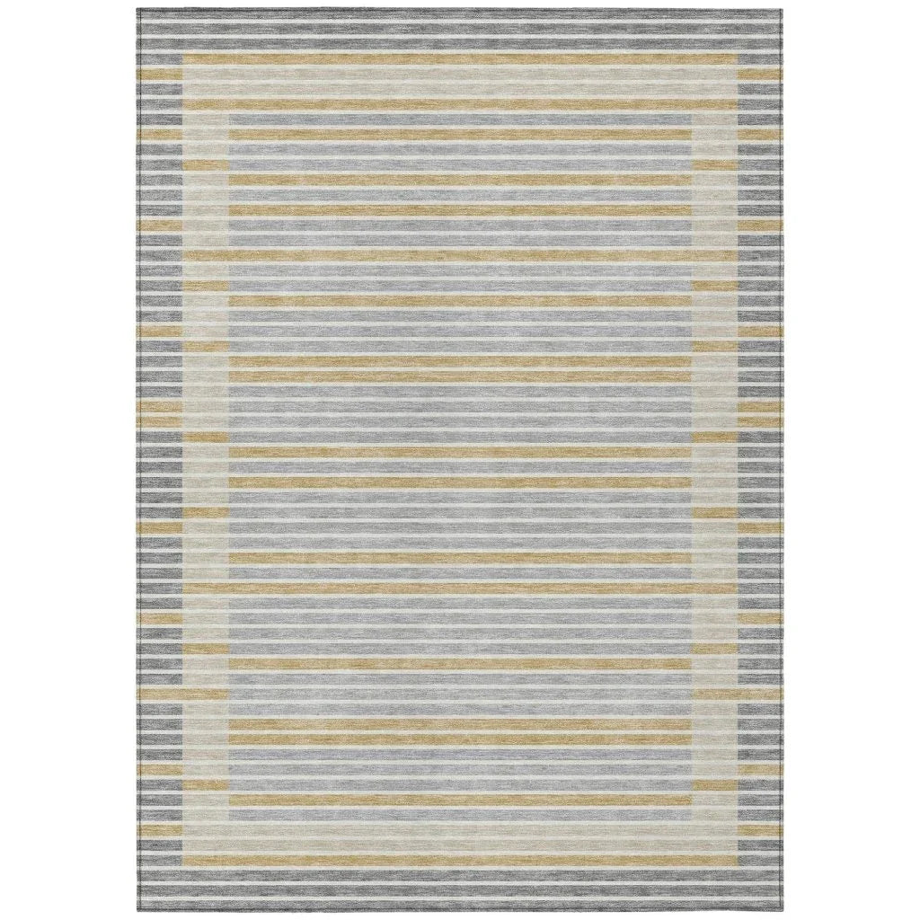 LOOMLAN Rugs Linzia Gray Washable Indoor-Outdoor Rug