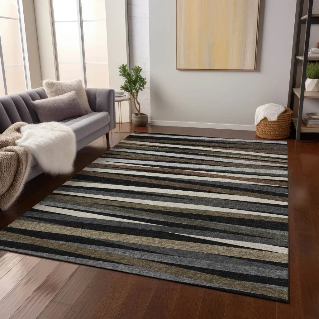 LOOMLAN Rugs Liora Black Washable Indoor-Outdoor Rug