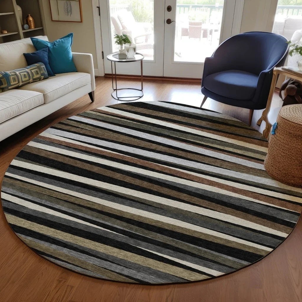 LOOMLAN Rugs Liora Black Washable Indoor-Outdoor Rug