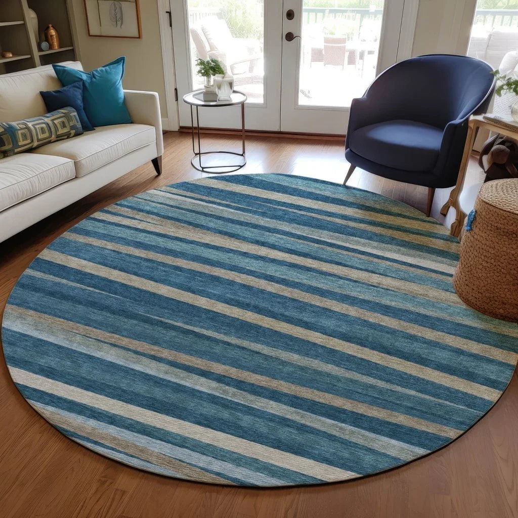 LOOMLAN Rugs Liora Blue Washable Indoor-Outdoor Rug