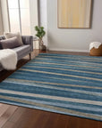 LOOMLAN Rugs Liora Blue Washable Indoor-Outdoor Rug