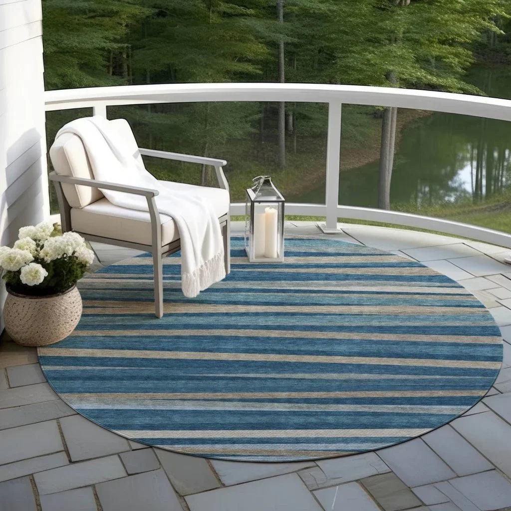 LOOMLAN Rugs Liora Blue Washable Indoor-Outdoor Rug