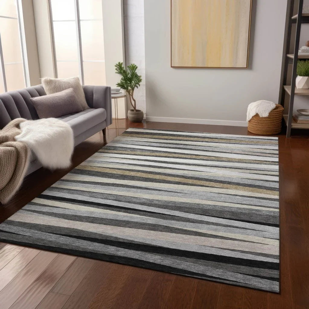 LOOMLAN Rugs Liora Gray Washable Indoor-Outdoor Rug