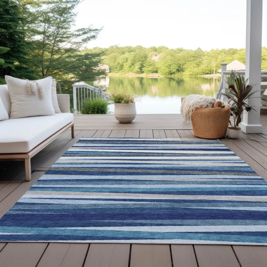 LOOMLAN Rugs Liora Navy Washable Indoor-Outdoor Rug