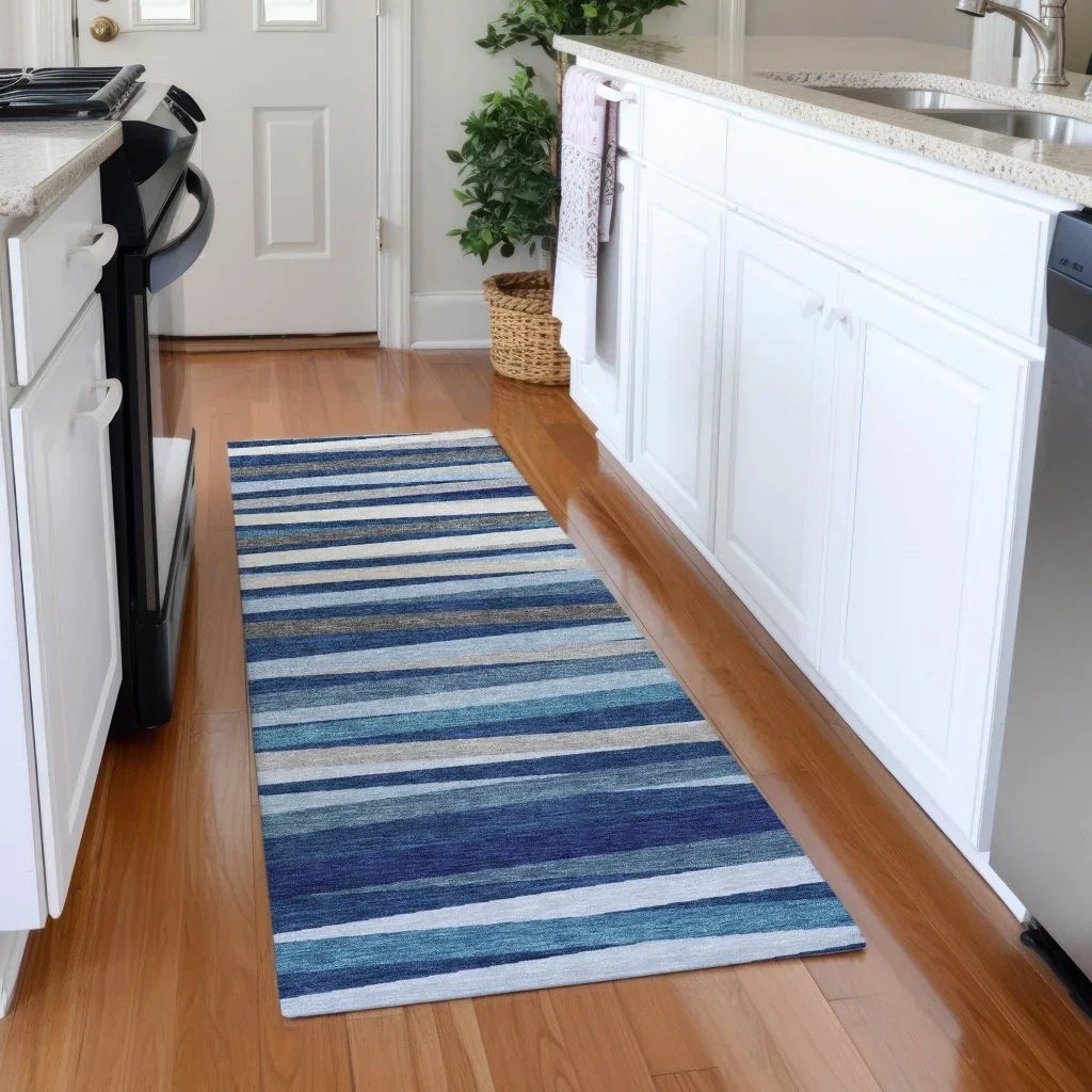 LOOMLAN Rugs Liora Navy Washable Indoor-Outdoor Rug