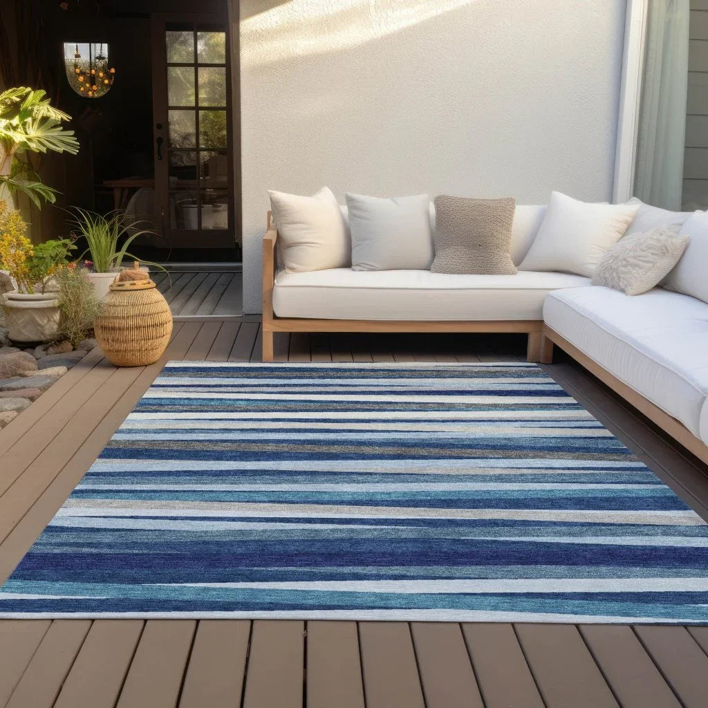 LOOMLAN Rugs Liora Navy Washable Indoor-Outdoor Rug