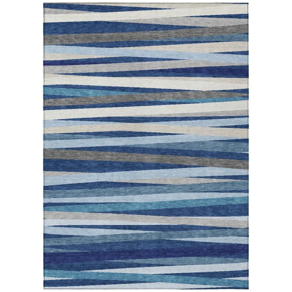 LOOMLAN Rugs Liora Navy Washable Indoor-Outdoor Rug