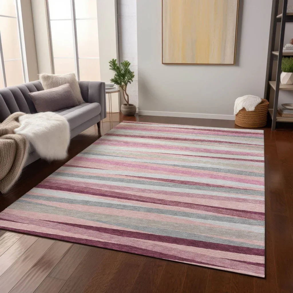 LOOMLAN Rugs Liora Pink Washable Indoor-Outdoor Rug