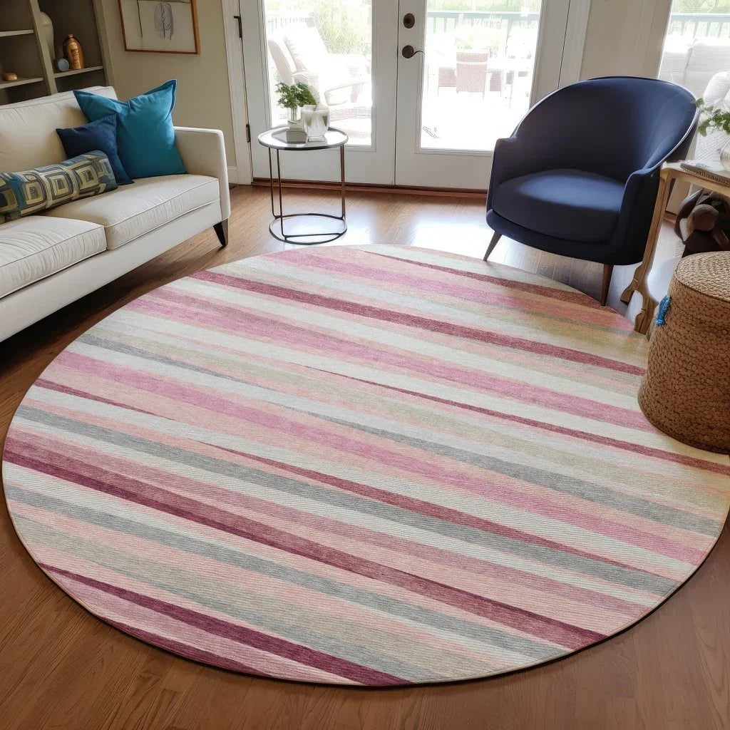 LOOMLAN Rugs Liora Pink Washable Indoor-Outdoor Rug