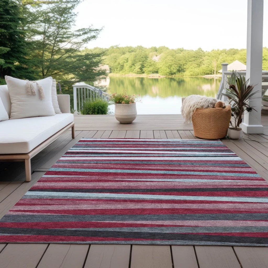 LOOMLAN Rugs Liora Red Washable Indoor-Outdoor Rug