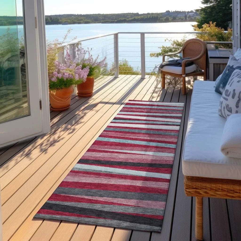 LOOMLAN Rugs Liora Red Washable Indoor-Outdoor Rug