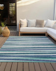 LOOMLAN Rugs Liora Teal Washable Indoor-Outdoor Rug