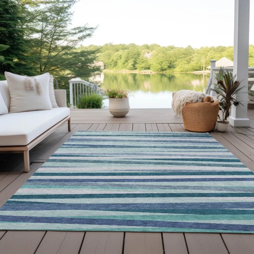 LOOMLAN Rugs Liora Teal Washable Indoor-Outdoor Rug
