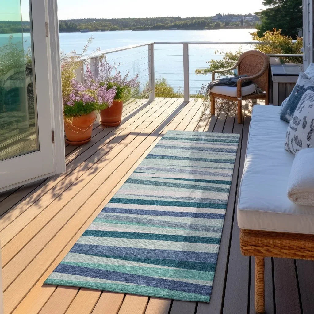 LOOMLAN Rugs Liora Teal Washable Indoor-Outdoor Rug