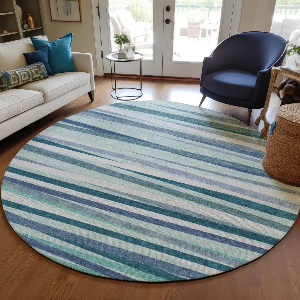 LOOMLAN Rugs Liora Teal Washable Indoor-Outdoor Rug