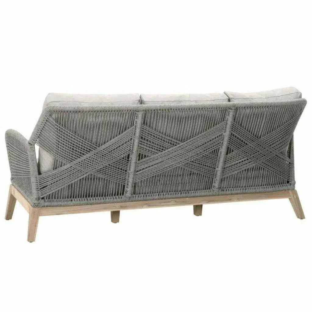 Loom Outdoor 79&quot; Sofa Platinum Rope Gray Teak Wood - LOOMLAN - Essentials For Living - Outdoor Sofas &amp; Loveseats