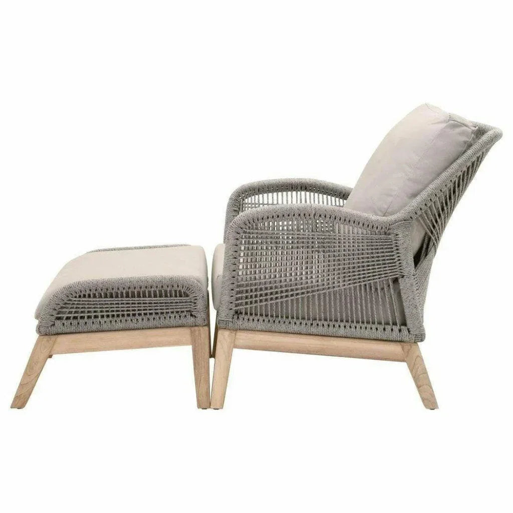 Loom Outdoor Footstool Teak Wood &amp; Grey Rope - LOOMLAN - Essentials For Living - Outdoor Ottomans